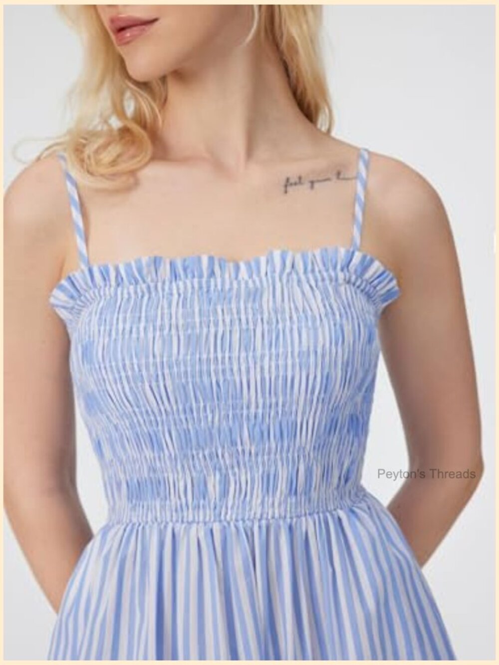 Striped A-Line Midi Dress with Pockets - Flowy Casual Sundress - Picture 3 of 6